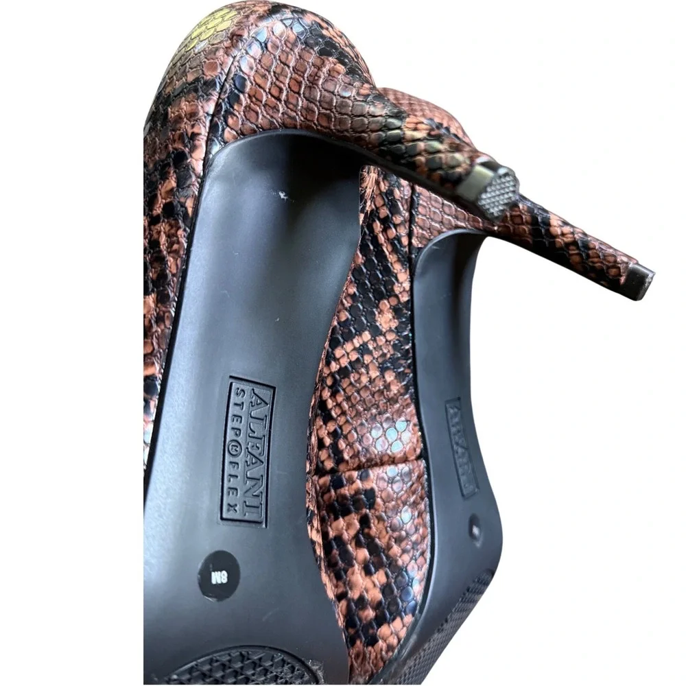 Alfani Step 'N Flex Brown Snakeskin Embossed Pointed Toe Pumps‎ Stiletto Heels